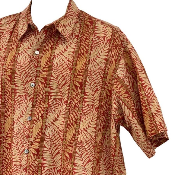 Tori Richard Mens SS Button Front Hawaiian Shirt Red Brown Beige Floral XL‎ - Picture 5 of 6